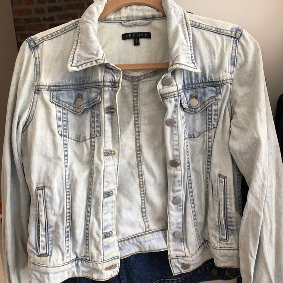 Theory Distressed Light Denim Jean Summer Jacket
